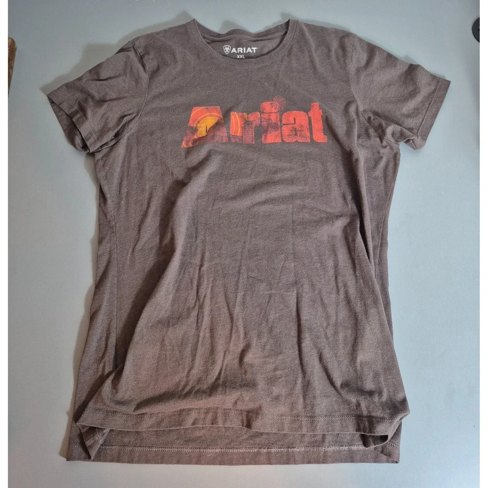 Ariat Lot of Two Womens T-Shirts XXL Light Brown, Brown Western - Picture 3 of 7